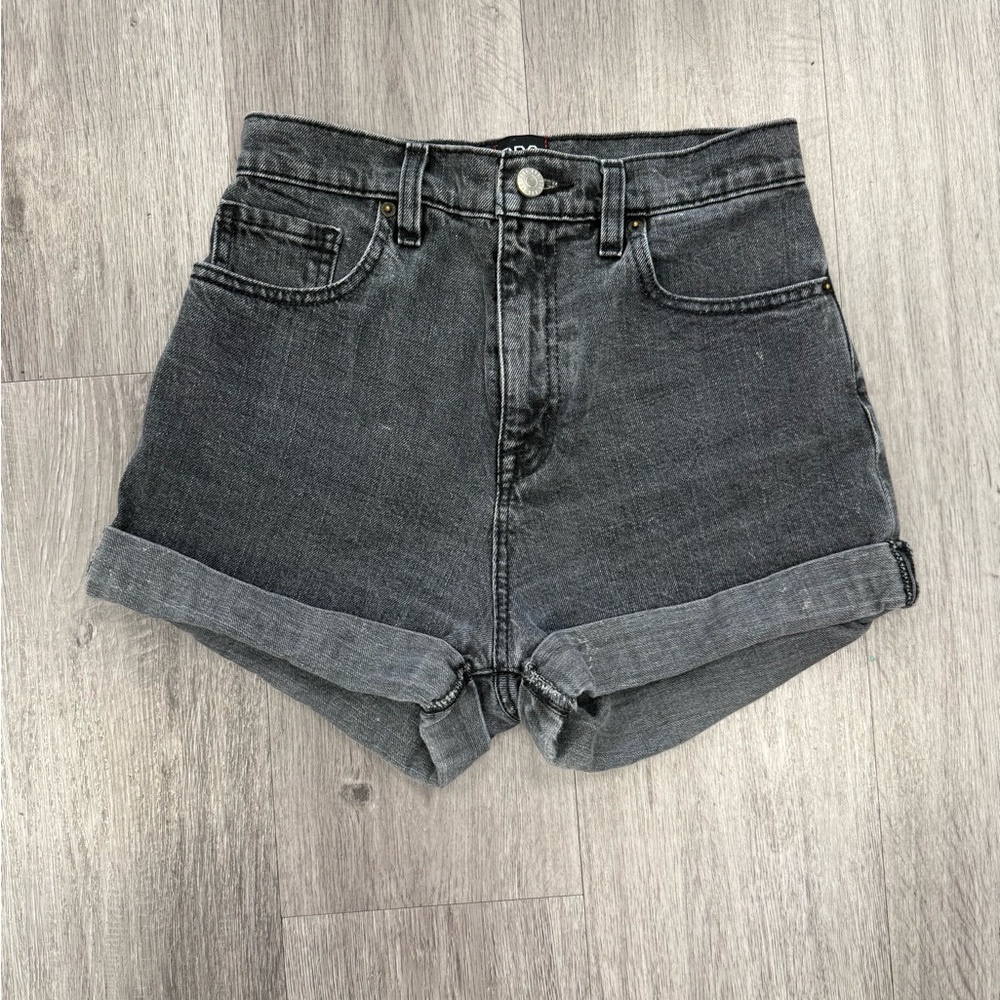 BDG Black Mom High-Rise Rolled Hem Denim Shorts